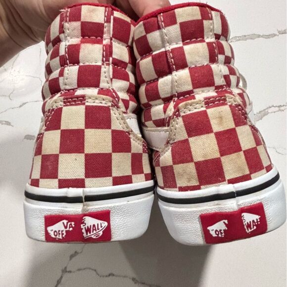 Vans Women’s Off the Wall SK8-Hi Red White Checkerboard Skater Sneakers Size 6.5 - Picture 9 of 15